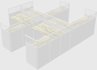 Shared l-shaped cubicle
