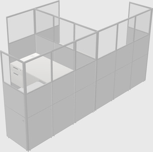 Shared l-shaped cubicle
