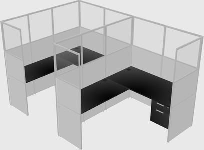Shared l-shaped cubicle