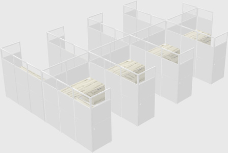 Shared l-shaped cubicle