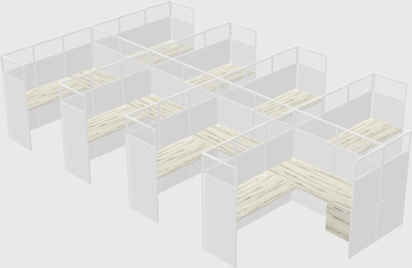 Shared l-shaped cubicle