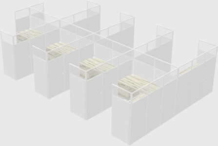 Shared l-shaped cubicle