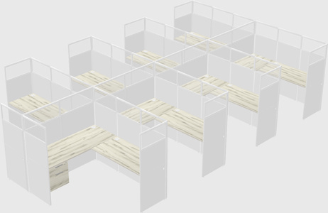 Shared l-shaped cubicle