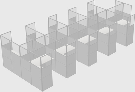 Shared l-shaped cubicle