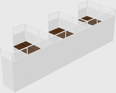 Shared l-shaped cubicle
