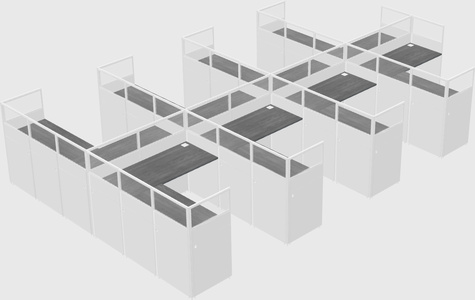 Shared l-shaped cubicle