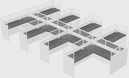 Shared l-shaped cubicle