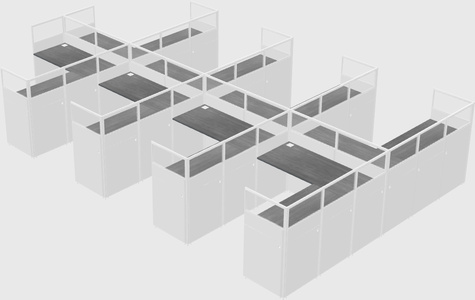 Shared l-shaped cubicle