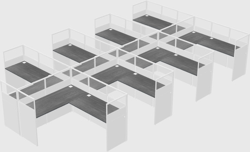 Shared l-shaped cubicle