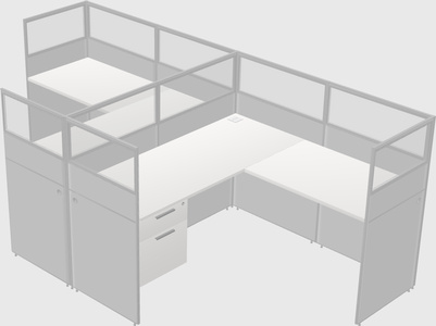 Shared l-shaped cubicle