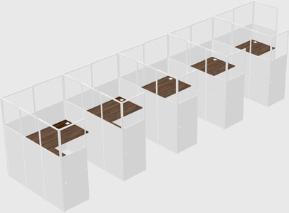 Shared l-shaped cubicle