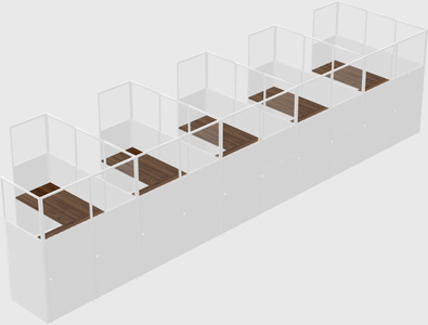 Shared l-shaped cubicle