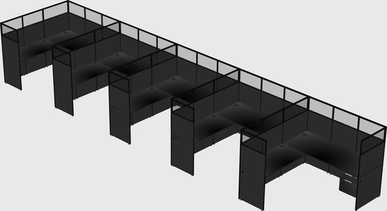 Shared l-shaped cubicle