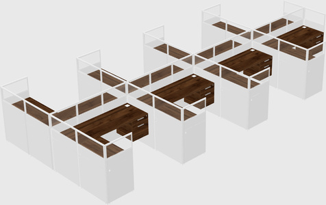 Shared l-shaped cubicle