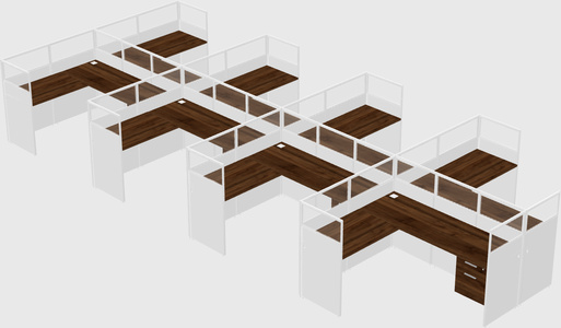 Shared l-shaped cubicle