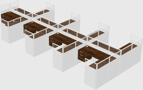 Shared l-shaped cubicle