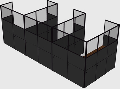 Shared l-shaped cubicle