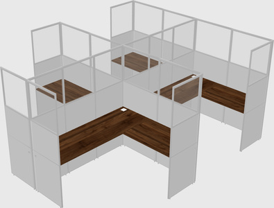 Shared l-shaped cubicle