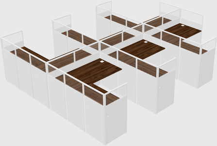 Shared l-shaped cubicle
