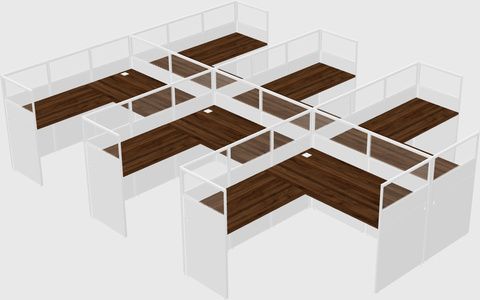 Shared l-shaped cubicle