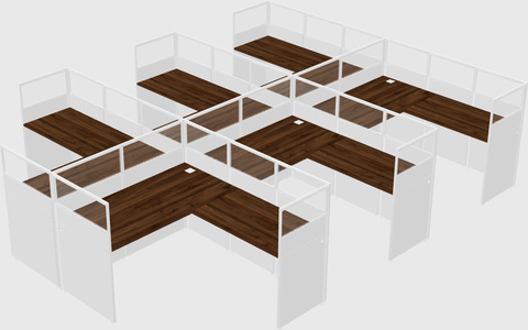 Shared l-shaped cubicle