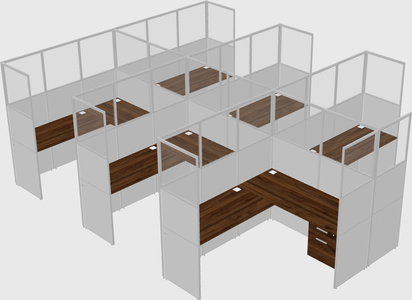 Shared l-shaped cubicle