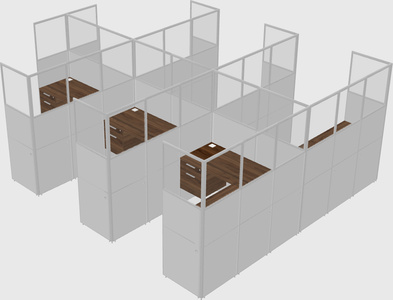 Shared l-shaped cubicle
