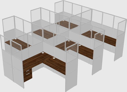 Shared l-shaped cubicle