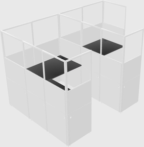 Shared l-shaped cubicle