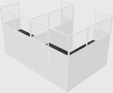 Shared l-shaped cubicle
