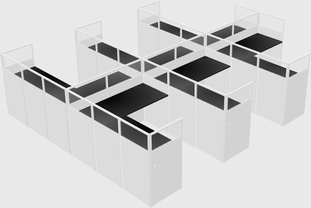 Shared l-shaped cubicle