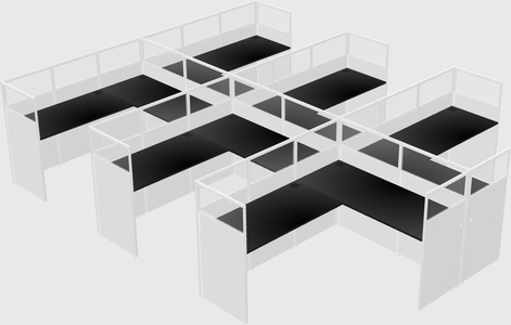 Shared l-shaped cubicle