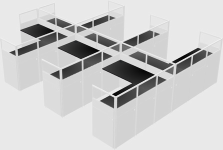 Shared l-shaped cubicle
