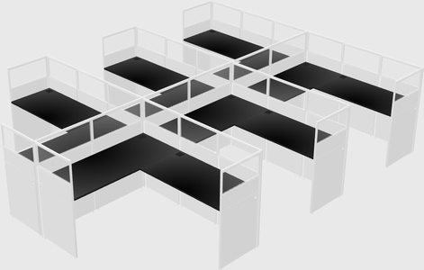 Shared l-shaped cubicle