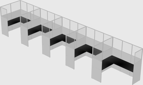 Shared l-shaped cubicle
