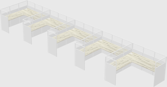 Shared l-shaped cubicle