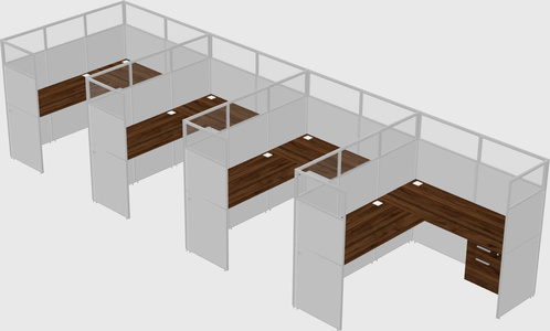 Shared l-shaped cubicle