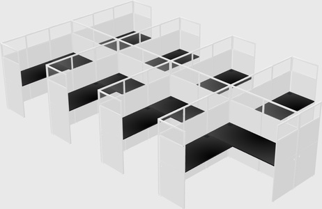 Shared l-shaped cubicle