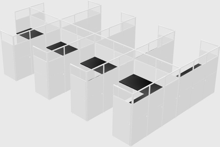 Shared l-shaped cubicle