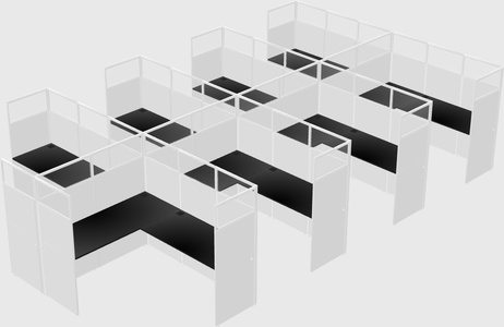 Shared l-shaped cubicle