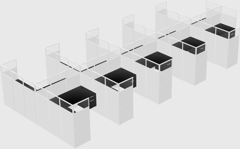 Shared l-shaped cubicle