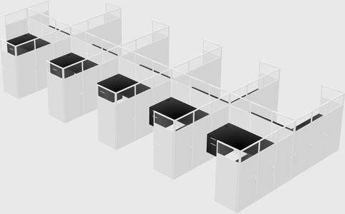 Shared l-shaped cubicle