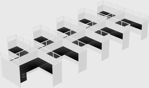 Shared l-shaped cubicle