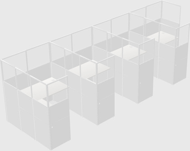 Shared l-shaped cubicle