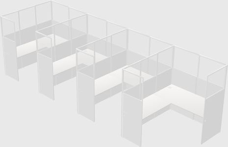 Shared l-shaped cubicle