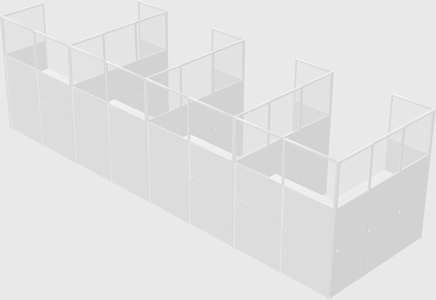 Shared l-shaped cubicle