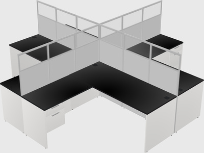 Cubículos compartidos en forma de l