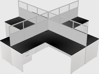 Cubículos compartidos en forma de l