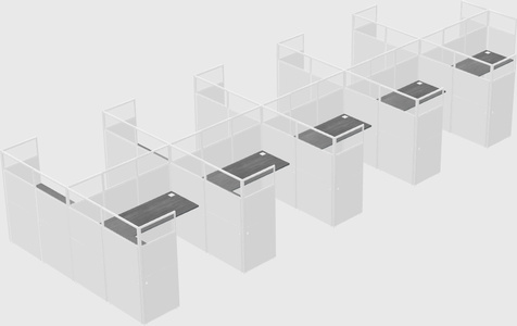 Shared l-shaped cubicle