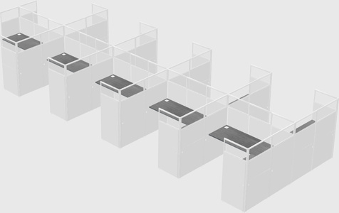 Shared l-shaped cubicle